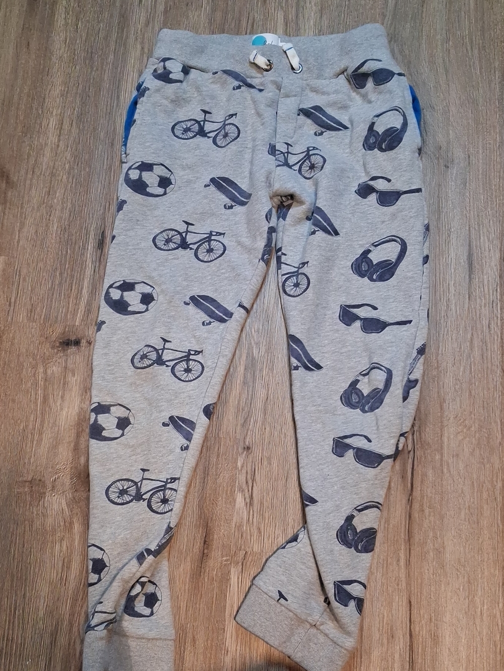 Mini Boden Grey Joggers with Navy Sport Icons and Accessories